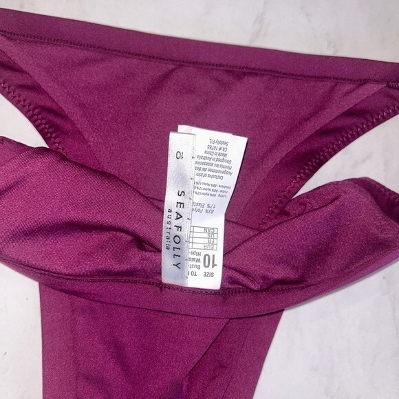 Seafolly Brazilian Tie Side Bikini Bottom Plum Purple Size Small AUS 10 US 6 NEW - Picture 5 of 8